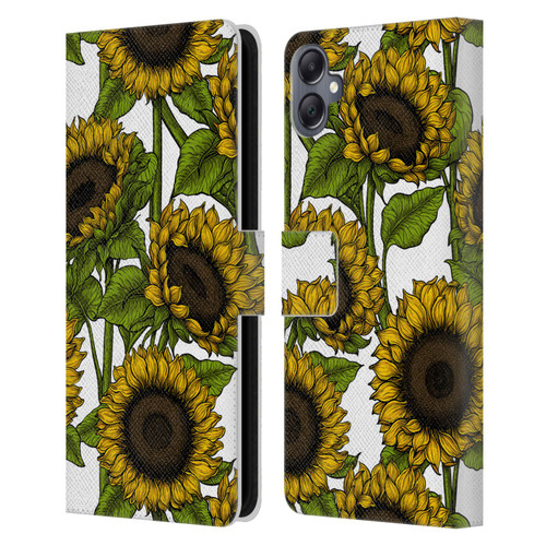 Katerina Kirilova Floral Patterns Sunflowers Leather Book Wallet Case Cover For Samsung Galaxy A05
