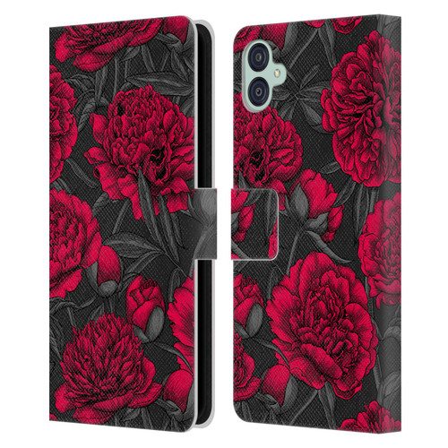 Katerina Kirilova Floral Patterns Night Peony Garden Leather Book Wallet Case Cover For Samsung Galaxy M04 5G / A04e