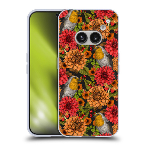 Katerina Kirilova Graphics Robins And Dahlias Soft Gel Case for Nothing Phone (2a)