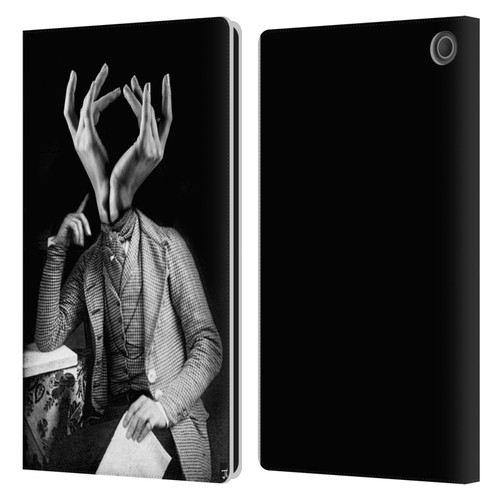 LouiJoverArt Black And White Sensitive Man Leather Book Wallet Case Cover For Amazon Fire Max 11 2023