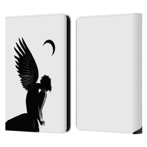 LouiJoverArt Black And White Angel Leather Book Wallet Case Cover For Amazon Kindle 11th Gen 6in 2022