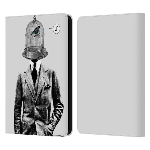 LouiJoverArt Black And White Plumage Leather Book Wallet Case Cover For Amazon Kindle Paperwhite 5 (2021)