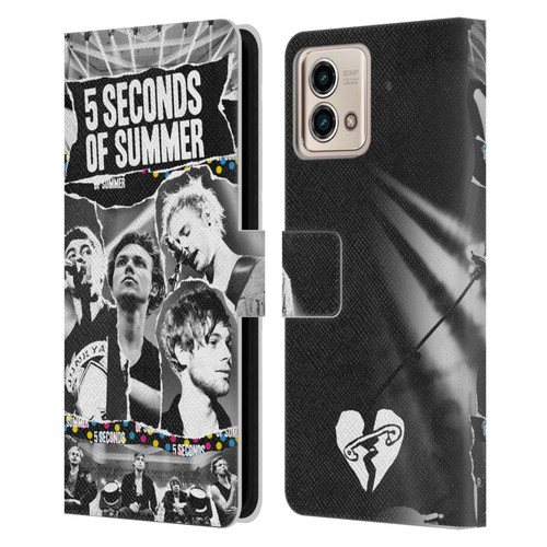 5 Seconds of Summer Posters Torn Papers 1 Leather Book Wallet Case Cover For Motorola Moto G Stylus 5G 2023