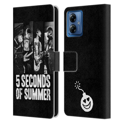 5 Seconds of Summer Posters Strips Leather Book Wallet Case Cover For Motorola Moto G14