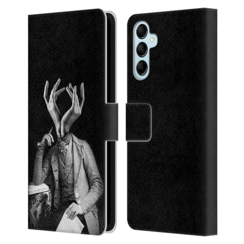LouiJoverArt Black And White Sensitive Man Leather Book Wallet Case Cover For Samsung Galaxy M14 5G