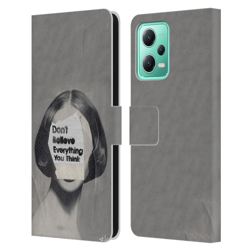 LouiJoverArt Black And White Think Leather Book Wallet Case Cover For Xiaomi Redmi Note 12 5G