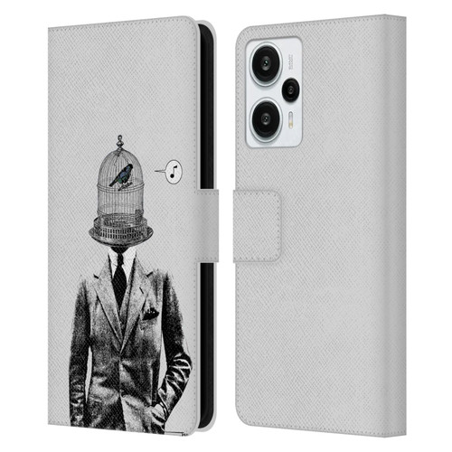 LouiJoverArt Black And White Plumage Leather Book Wallet Case Cover For Xiaomi Redmi Note 12T