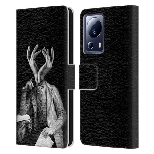 LouiJoverArt Black And White Sensitive Man Leather Book Wallet Case Cover For Xiaomi 13 Lite 5G