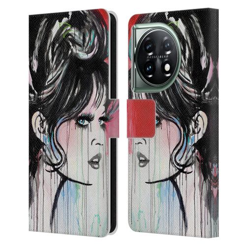 LouiJoverArt Red Ink God Created Woman Leather Book Wallet Case Cover For OnePlus 11 5G