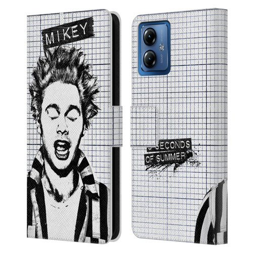 5 Seconds of Summer Solos Grained Mikey Leather Book Wallet Case Cover For Motorola Moto G14