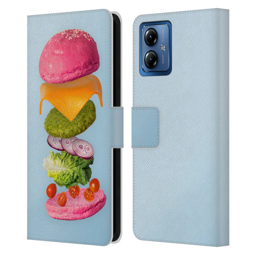 Pepino De Mar Foods Burger 2 Leather Book Wallet Case Cover For Motorola Moto G14