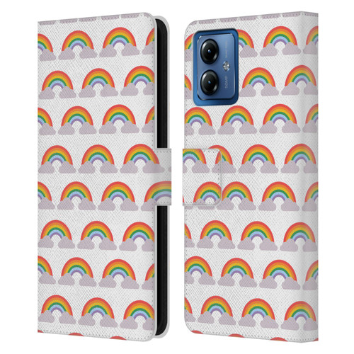 Pepino De Mar Rainbow Pattern Leather Book Wallet Case Cover For Motorola Moto G14