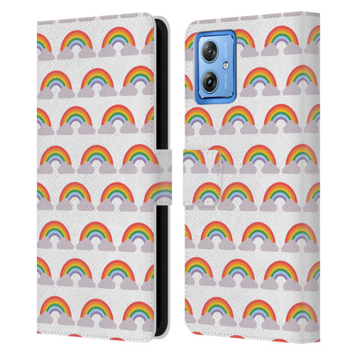 Pepino De Mar Rainbow Pattern Leather Book Wallet Case Cover For Motorola Moto G54 5G