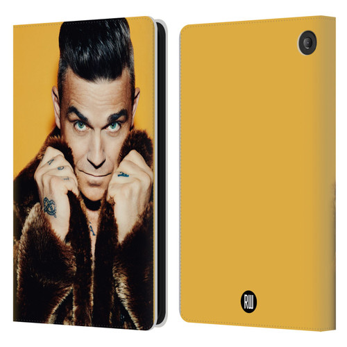 Robbie Williams Calendar Fur Coat Leather Book Wallet Case Cover For Amazon Fire 7 2022