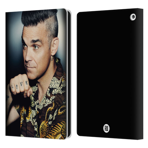 Robbie Williams Calendar Love Tattoo Leather Book Wallet Case Cover For Amazon Fire HD 8/Fire HD 8 Plus 2020