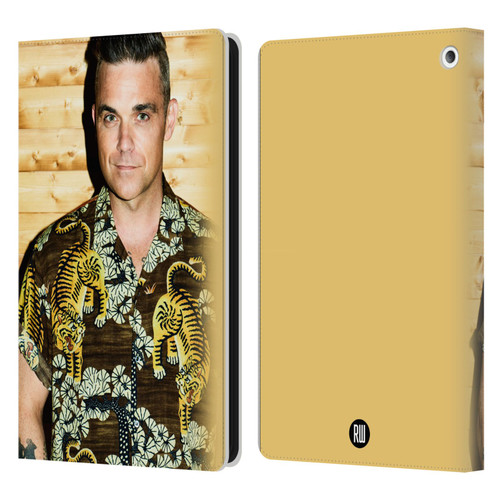 Robbie Williams Calendar Tiger Print Shirt Leather Book Wallet Case Cover For Amazon Fire HD 8/Fire HD 8 Plus 2020