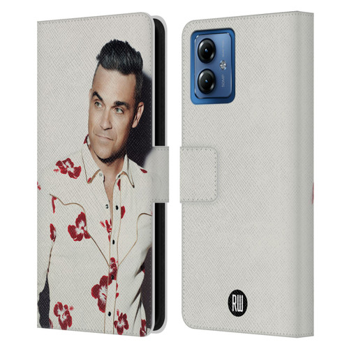 Robbie Williams Calendar Floral Shirt Leather Book Wallet Case Cover For Motorola Moto G14