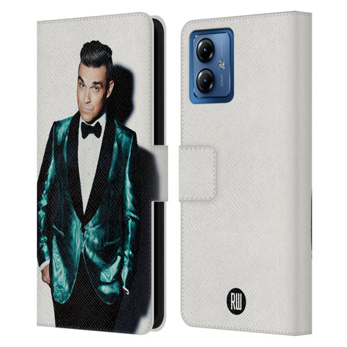 Robbie Williams Calendar White Background Leather Book Wallet Case Cover For Motorola Moto G14