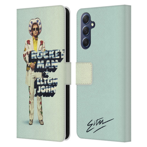 Elton John Artwork Rocket Man Single Leather Book Wallet Case Cover For Samsung Galaxy M54 5G
