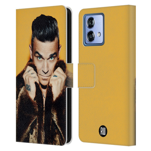 Robbie Williams Calendar Fur Coat Leather Book Wallet Case Cover For Motorola Moto G84 5G