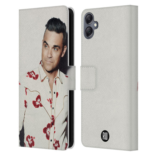 Robbie Williams Calendar Floral Shirt Leather Book Wallet Case Cover For Samsung Galaxy A05