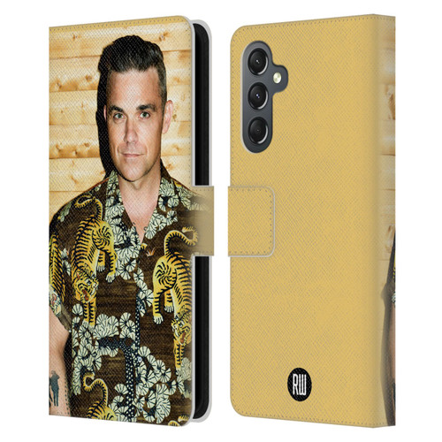 Robbie Williams Calendar Tiger Print Shirt Leather Book Wallet Case Cover For Samsung Galaxy A25 5G