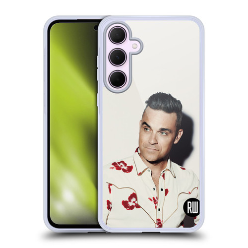 Robbie Williams Calendar Floral Shirt Soft Gel Case for Samsung Galaxy A35 5G