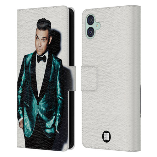 Robbie Williams Calendar White Background Leather Book Wallet Case Cover For Samsung Galaxy M04 5G / A04e