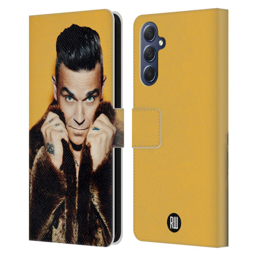 Robbie Williams Calendar Fur Coat Leather Book Wallet Case Cover For Samsung Galaxy M54 5G