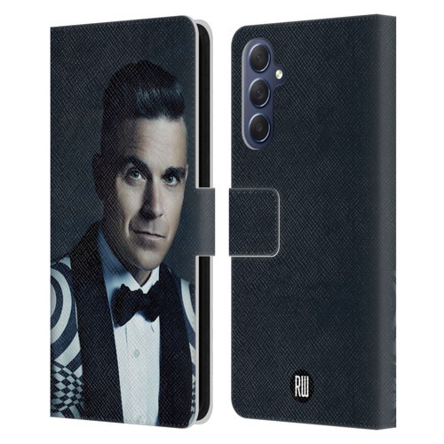 Robbie Williams Calendar Printed Tux Leather Book Wallet Case Cover For Samsung Galaxy M54 5G