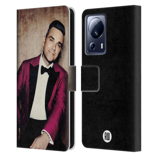 Robbie Williams Calendar Magenta Tux Leather Book Wallet Case Cover For Xiaomi 13 Lite 5G