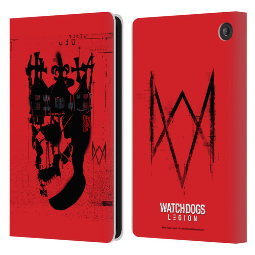 Watch Dogs Legion Street Art Ded Sec Skull Leather Book Wallet Case Cover For Amazon Fire 7 2022