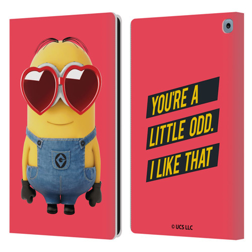 Minions Rise of Gru(2021) Valentines 2021 Heart Glasses Leather Book Wallet Case Cover For Amazon Fire HD 10 / Plus 2021