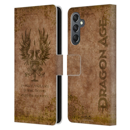 EA Bioware Dragon Age Heraldry Grey Wardens Distressed Leather Book Wallet Case Cover For Samsung Galaxy A25 5G