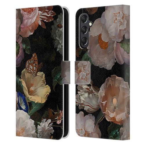 UtArt Antique Flowers Botanical Beauty Leather Book Wallet Case Cover For Samsung Galaxy A24 4G / M34 5G