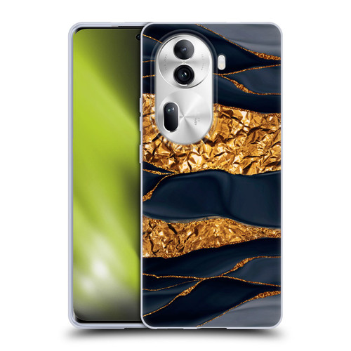 UtArt Dark Night Marble Gold Foil And Ink Soft Gel Case for OPPO Reno11 Pro