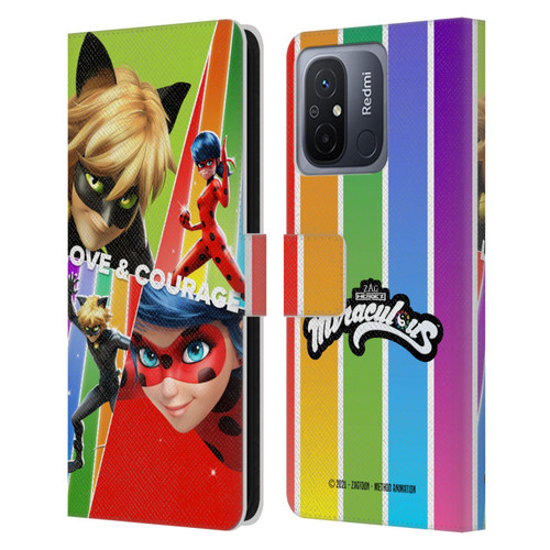 Miraculous Tales of Ladybug & Cat Noir Graphics Love & Courage Leather Book Wallet Case Cover For Xiaomi Redmi 12C