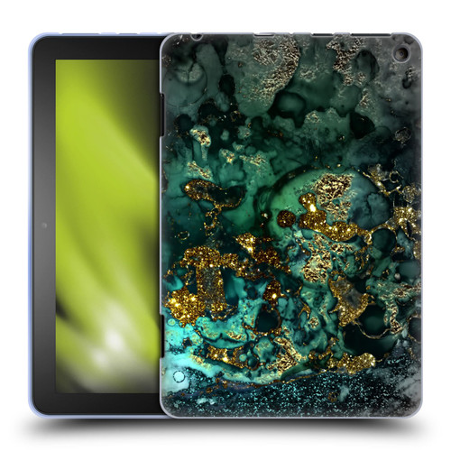 UtArt Malachite Emerald Gold And Seafoam Green Soft Gel Case for Amazon Fire HD 8/Fire HD 8 Plus 2020