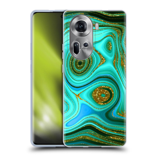 UtArt Malachite Emerald Liquid Gem Soft Gel Case for OPPO Reno11