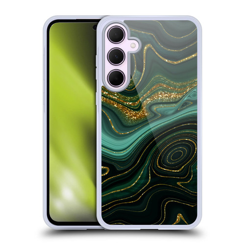 UtArt Malachite Emerald Gilded Teal Soft Gel Case for Samsung Galaxy A35 5G