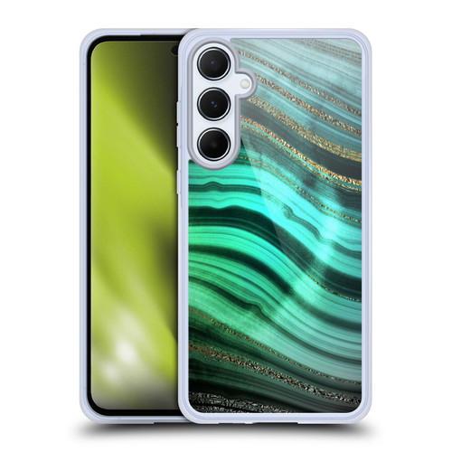 UtArt Malachite Emerald Glitter Gradient Soft Gel Case for Samsung Galaxy A55 5G