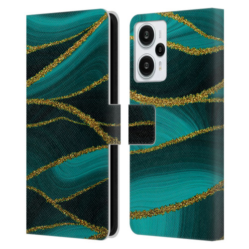 UtArt Malachite Emerald Turquoise Shimmers Leather Book Wallet Case Cover For Xiaomi Redmi Note 12T