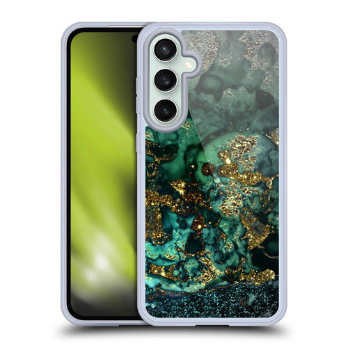 UtArt Malachite Emerald Gold And Seafoam Green Soft Gel Case for Samsung Galaxy S23 FE 5G