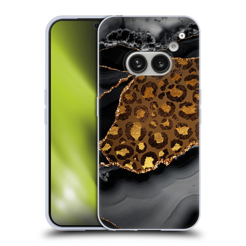 UtArt Wild Cat Marble Dark Gilded Leopard Soft Gel Case for Nothing Phone (2a)