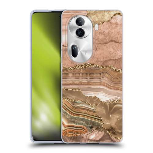 UtArt Wild Cat Marble Beige Gold Soft Gel Case for OPPO Reno11 Pro