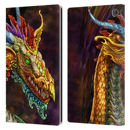 Myles Pinkney Mythical Silver Dragon Leather Book Wallet Case Cover For Amazon Fire Max 11 2023