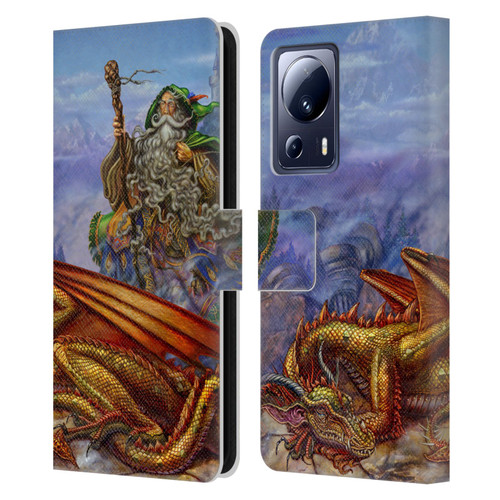 Myles Pinkney Mythical Dragonlands Leather Book Wallet Case Cover For Xiaomi 13 Lite 5G