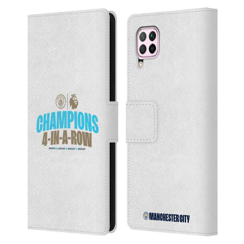 Manchester City Man City FC 2024 Premier League Champions 4 In A Row Light Leather Book Wallet Case Cover For Huawei Nova 6 SE / P40 Lite