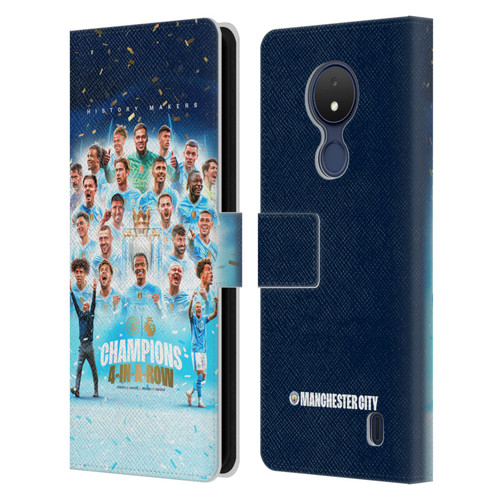 Manchester City Man City FC 2024 Premier League Champions Team Poster Leather Book Wallet Case Cover For Nokia C21