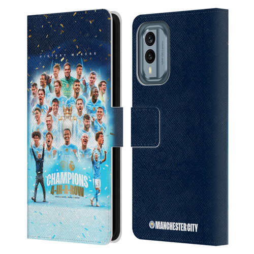 Manchester City Man City FC 2024 Premier League Champions Team Poster Leather Book Wallet Case Cover For Nokia X30